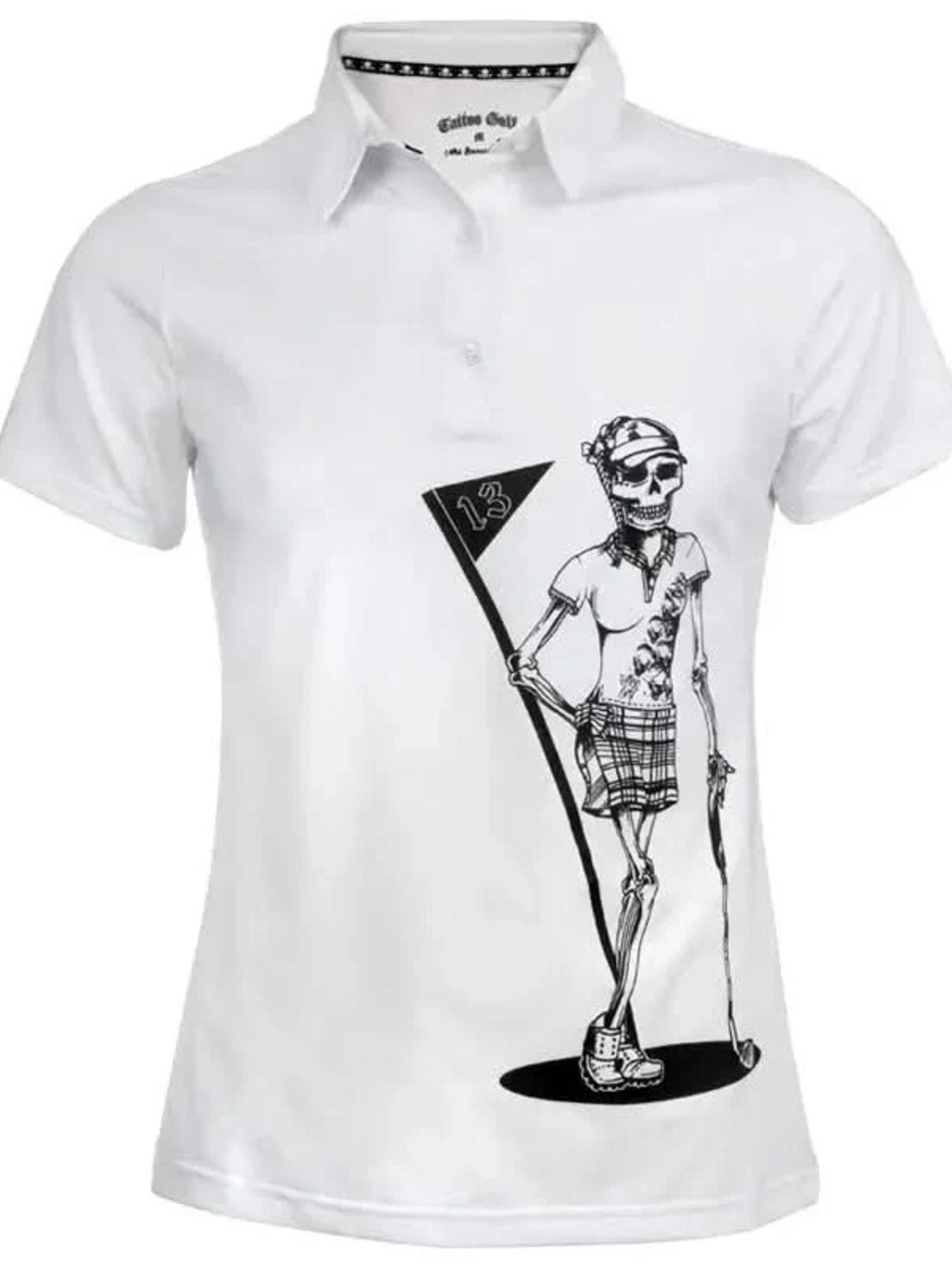 Tattoo Golf Matching Couples Polo Shirts, Women’s S & Men’s XL, Skull Graphic - Picture 3 of 7